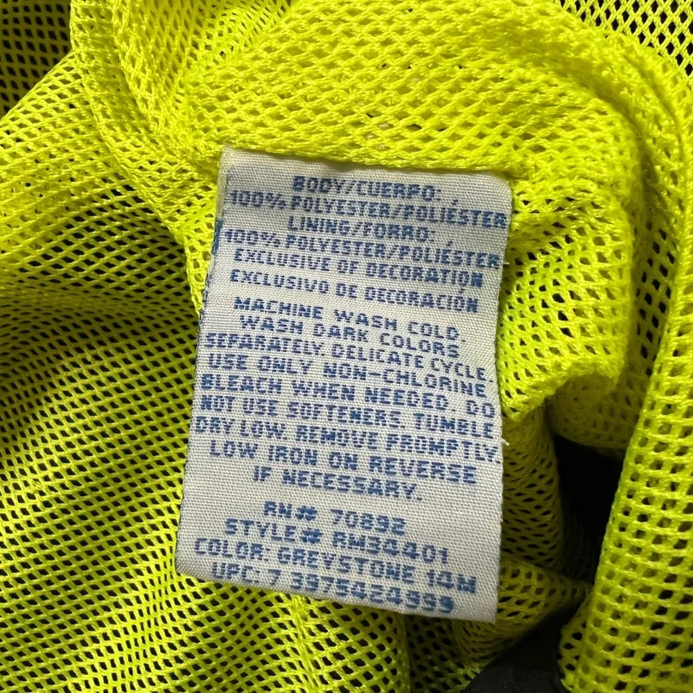 Starter Windbreaker Jacket Mens L Greystone 1/4‎ Zip Neon Yellow Hooded